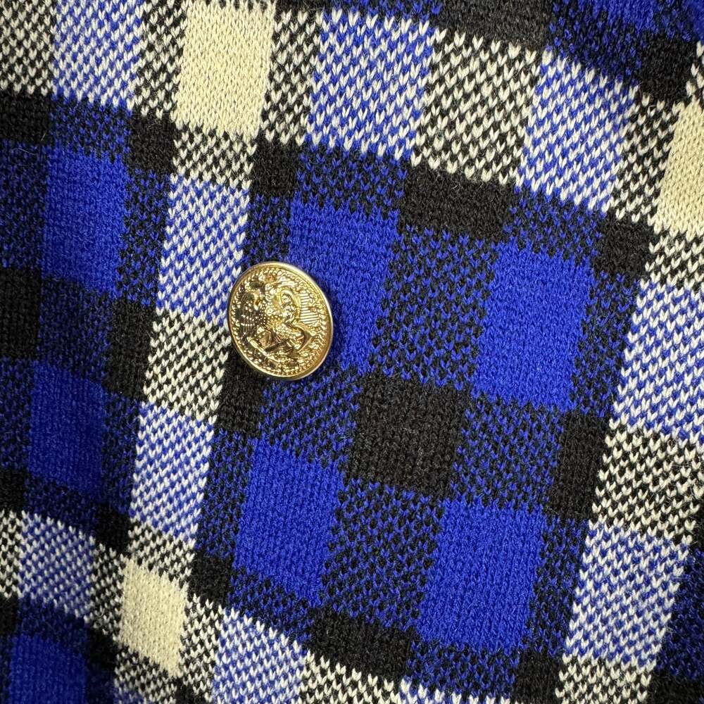Anne Klein Vintage Blue Plaid Wool Jacket Cardigan - Picture 2 of 8